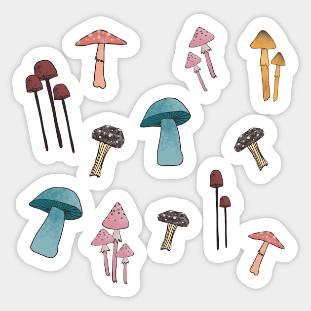 Autumn seasonal mushroom illustration Sticker by ColorsHappiness